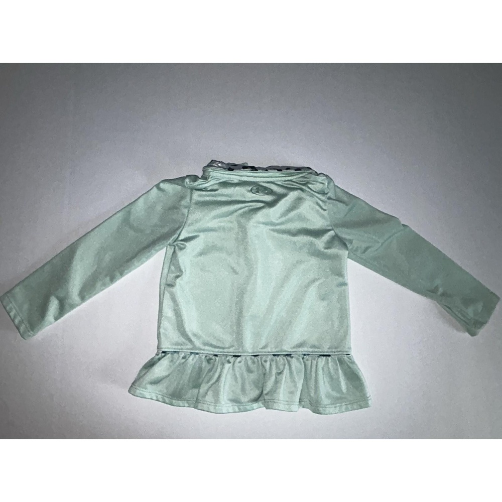 Under Armour Girls 2T Zip Up Jacket, Sea Foam With Leopard Around Collar - Picture 6 of 7